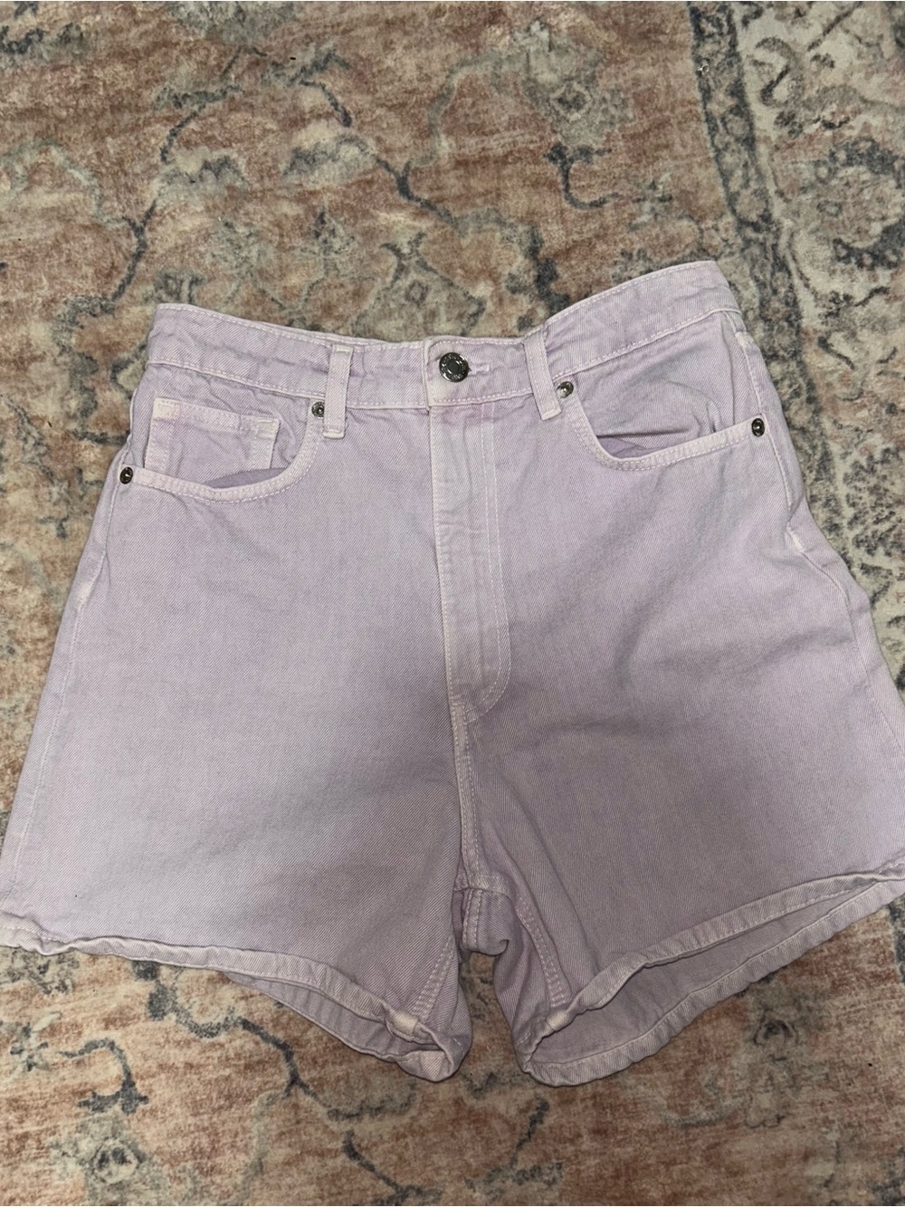 Zara Light Purple High-Rise Denim Shorts